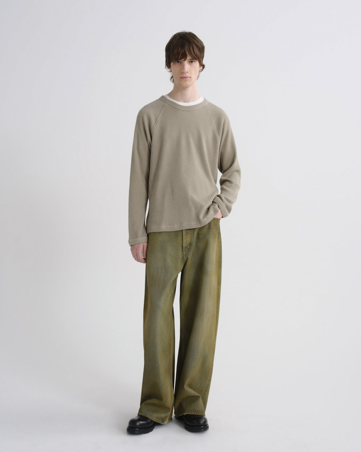 agolde-payson-waffle-tee-longsleeve-wicker-grau image 3