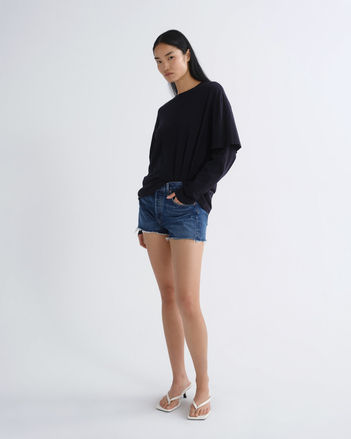 agolde-parker-cut-off-shorts-damen-chapter-dunkelblau-high-waist image 4