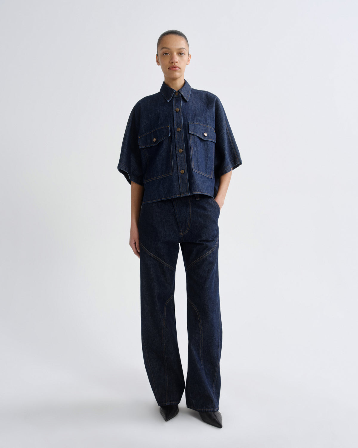 agolde-taron-shirt-rinse-kurzarm-denimhemd image 3