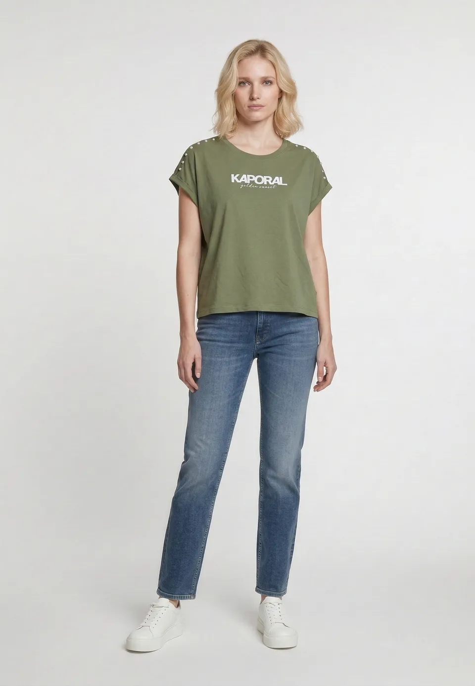 kaporal-kopy-t-shirt-damen-khaki-baumwolle image 1