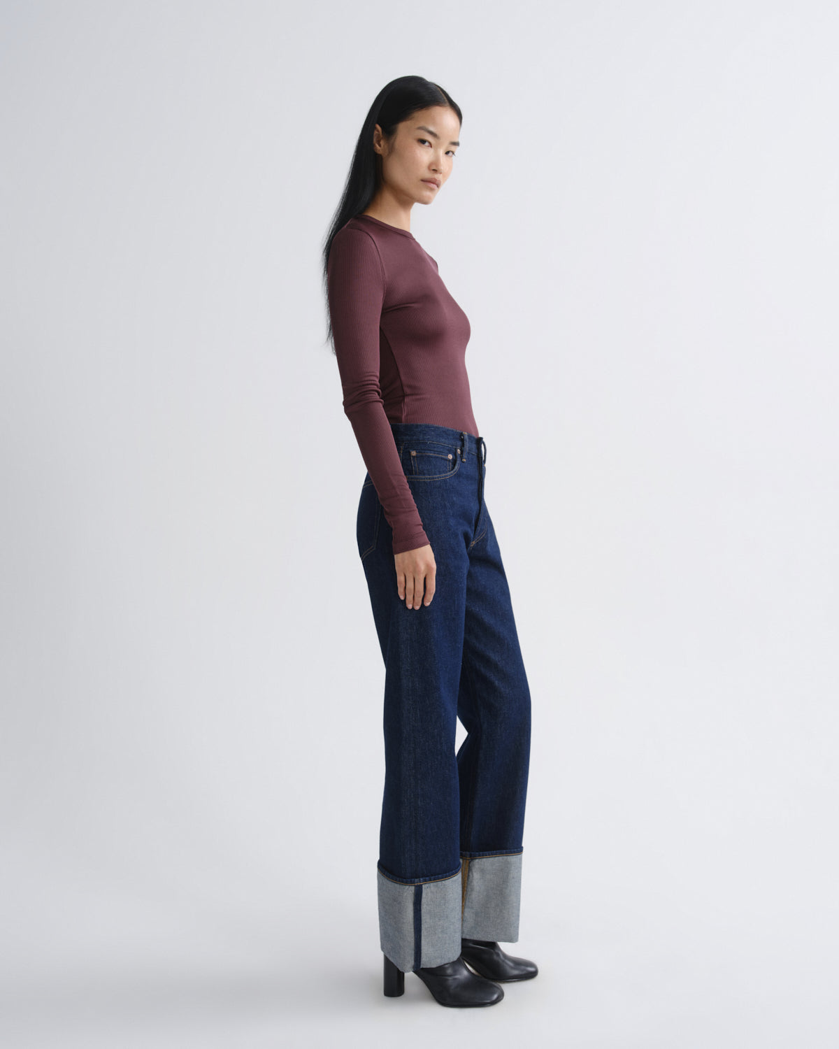 agolde-delphi-slim-tee-longsleeve-damen-corinth-bordeaux image 3