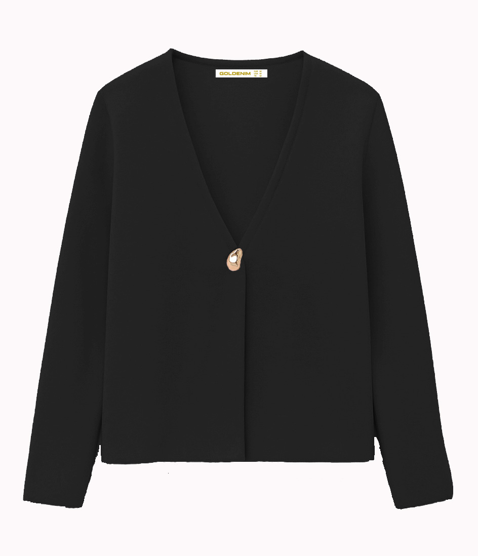 goldenim-paris-femme-gilet-zar-schwarz-strickweste-damen image 1