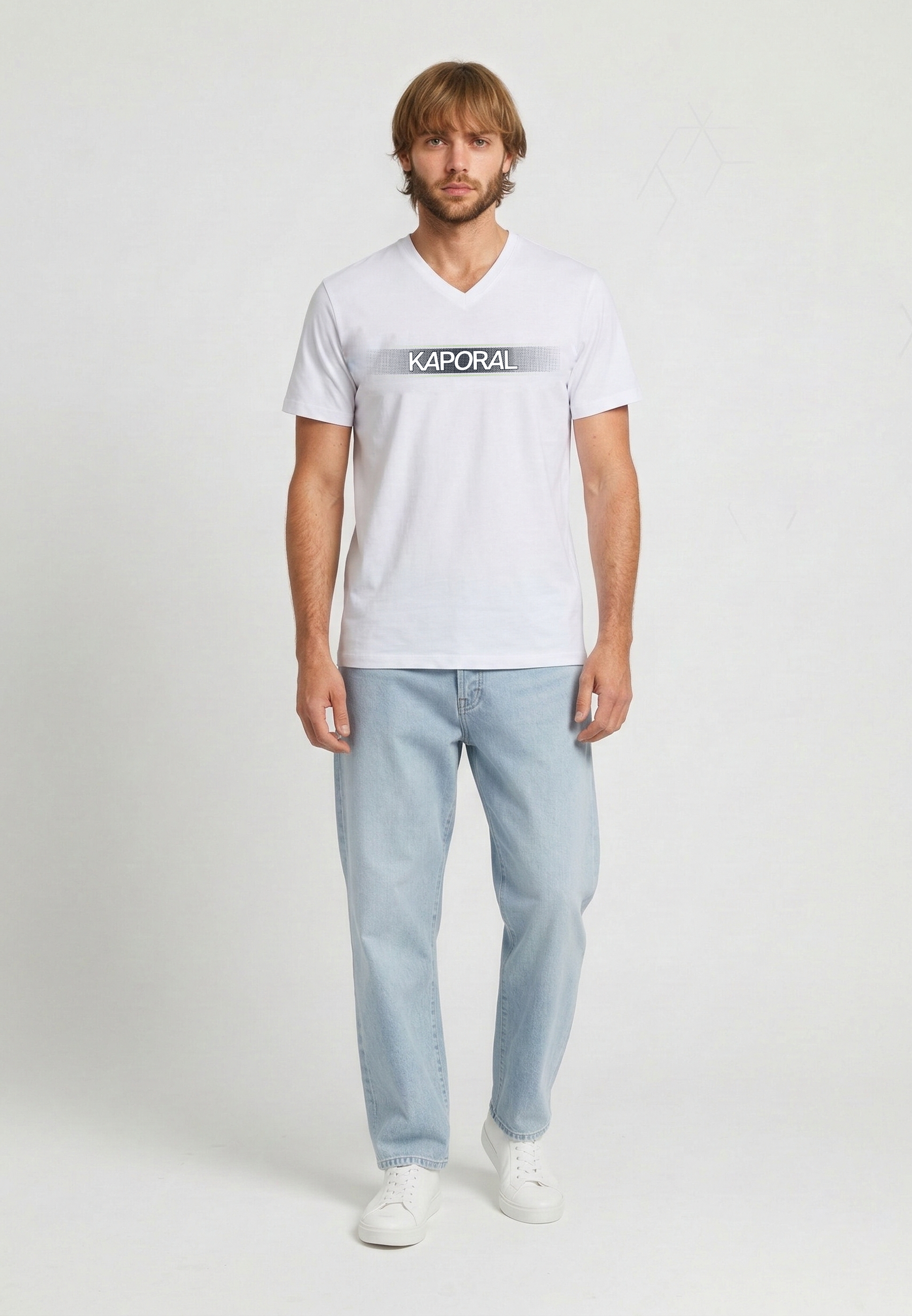 kaporal-brad-t-shirt-herren-wei-slim-stretch-v-ausschnitt image 1