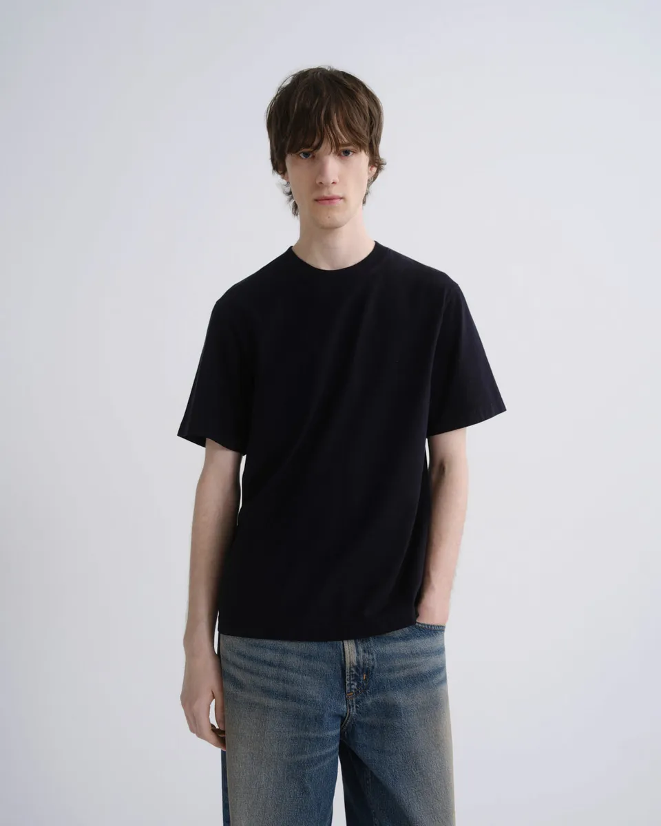 agolde-asha-mock-neck-tee-t-shirt-blackened-navy-baumwolle image 1