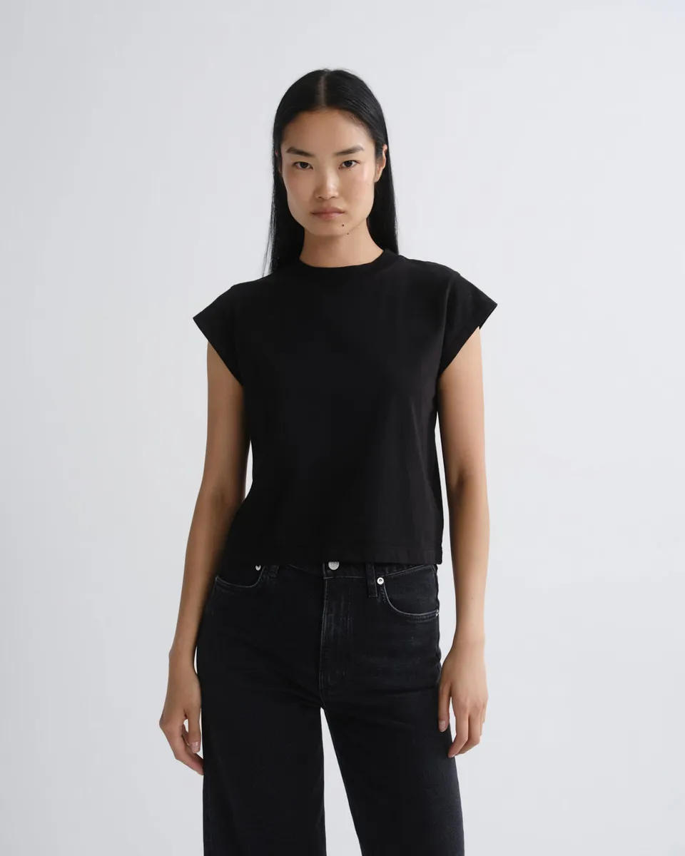 agolde-bryce-cap-sleeve-t-shirt-damen-schwarz-baumwolle image 1