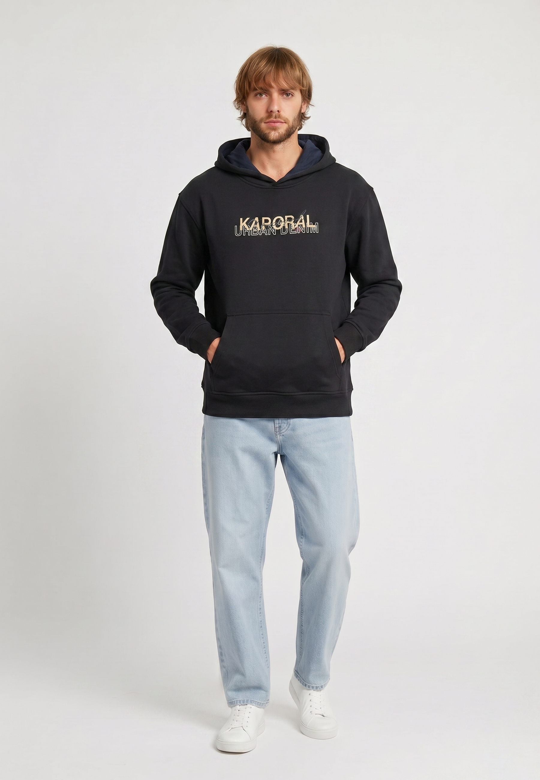 kaporal-ranko-hoodie-herren-schwarz-mit-kapuze-logo-print image 1