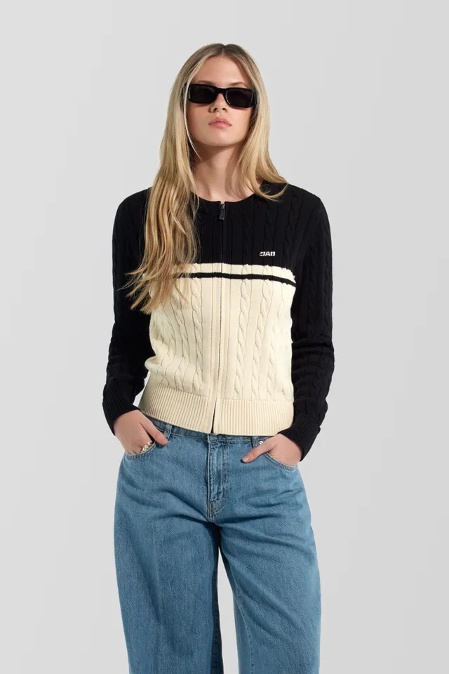 gas-cloe-open-1033-damen-pullover-zip-cable-knit image 1