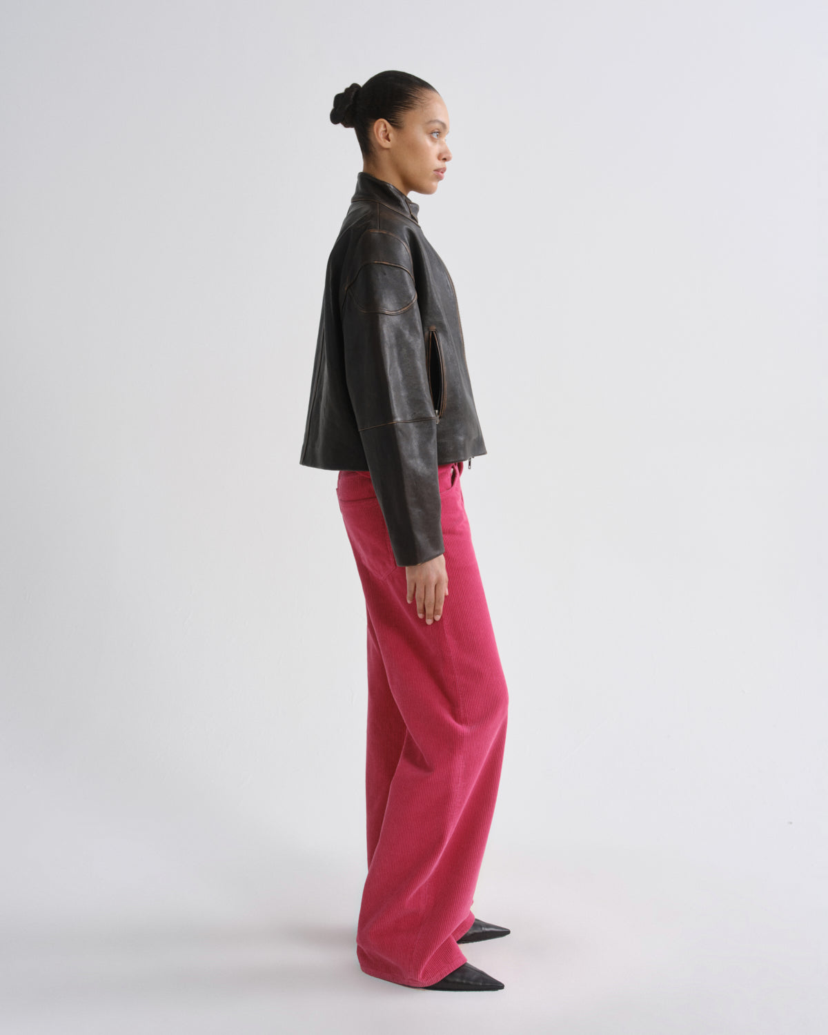 agolde-pierson-jacke-damen-chai-braun-leder-cropped image 3