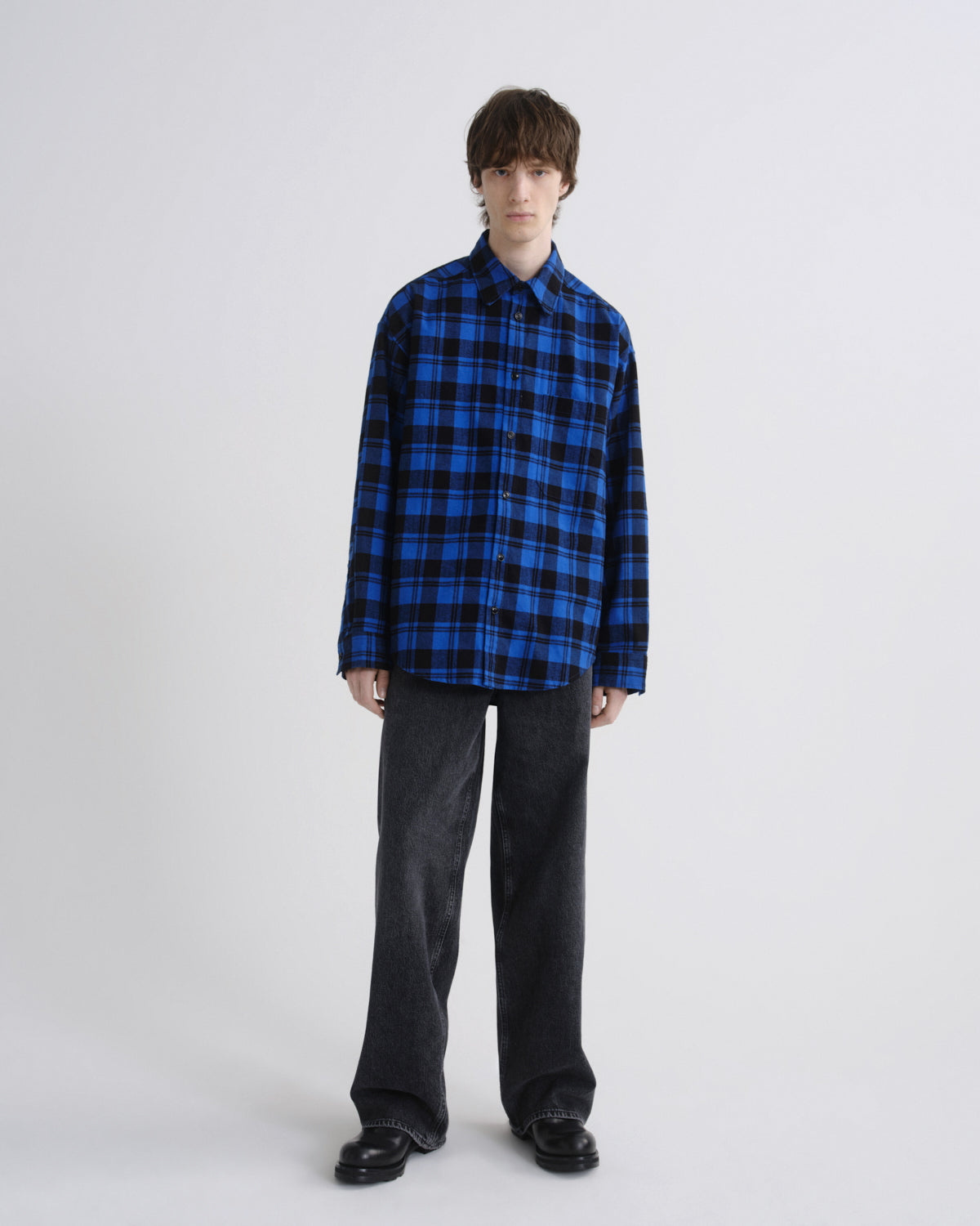 agolde-stanhope-shirt-buffalo-check-hemd-cobalt-kariert image 3