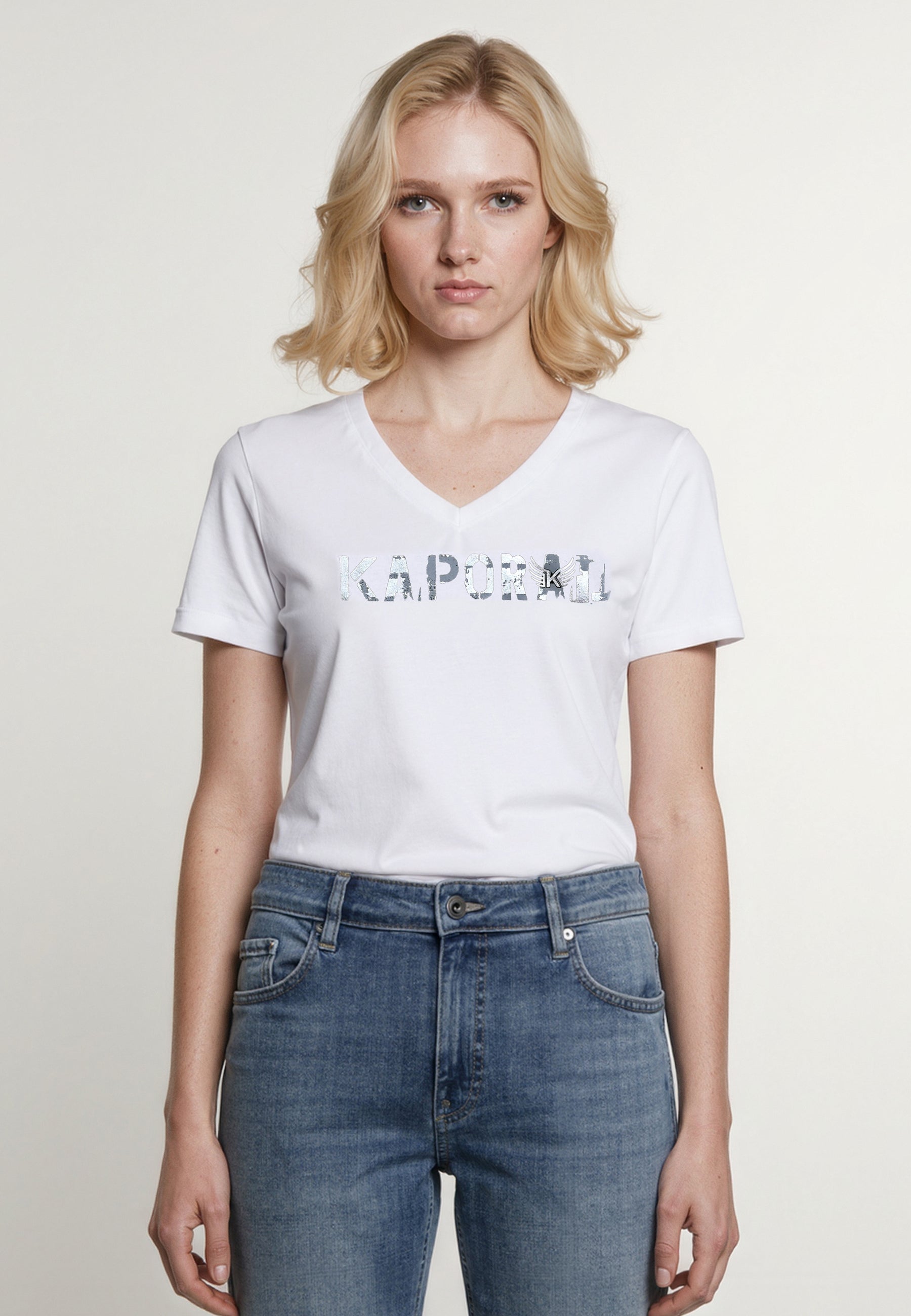 kaporal-enda-t-shirt-damen-wei-slim-baumwoll-stretch image 1