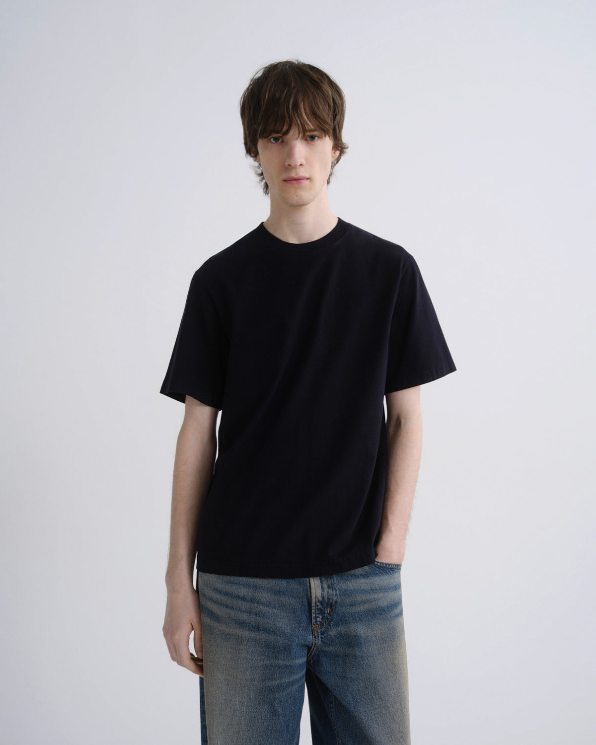 agolde-asha-mock-neck-tee-t-shirt-blackened-navy-baumwolle image 1