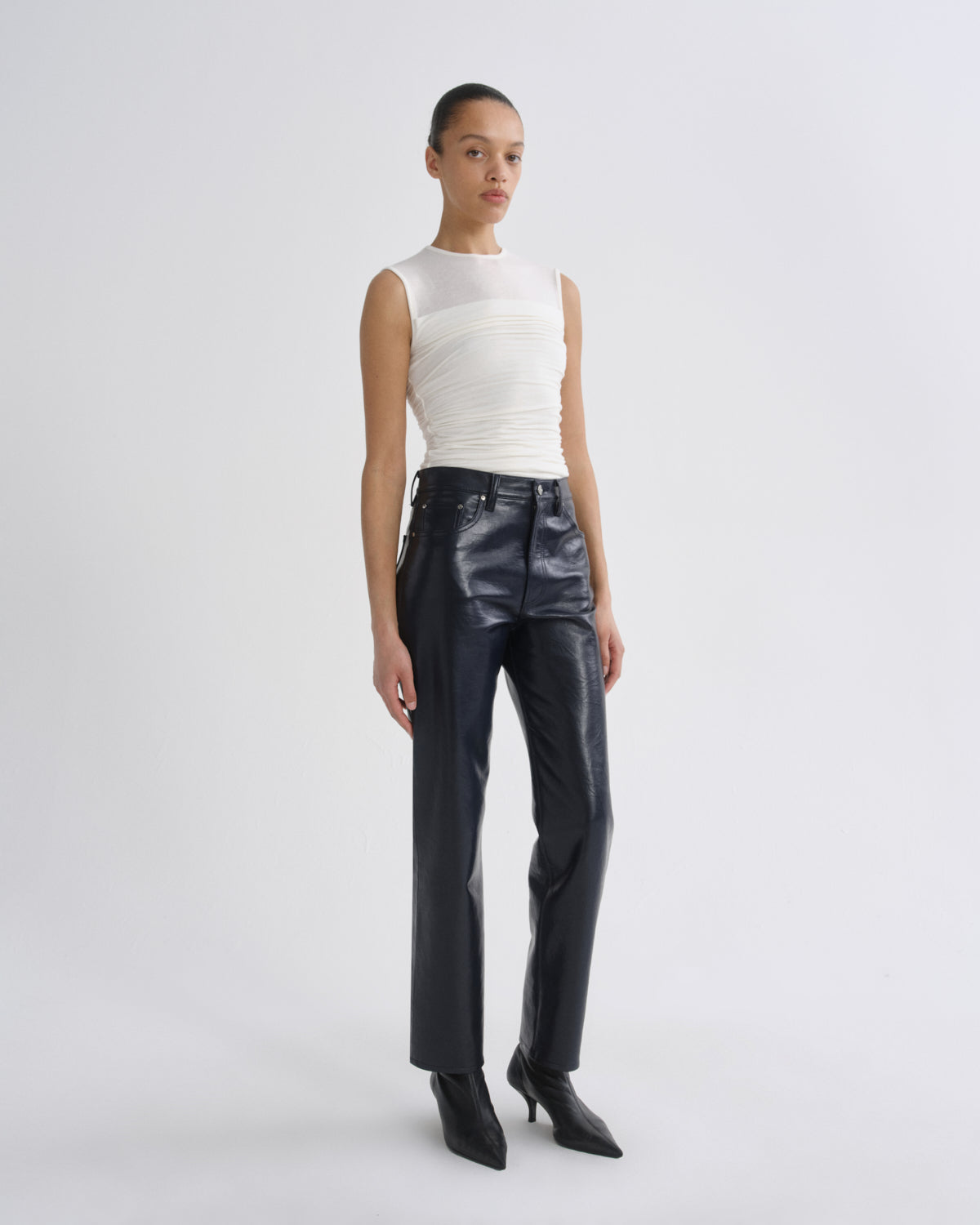 agolde-lana-jean-navy-blaue-lederjeans-straight image 3