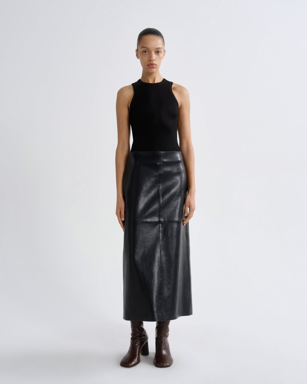 agolde-hikson-skirt-detox-lederrock-schwarz-midi image 1