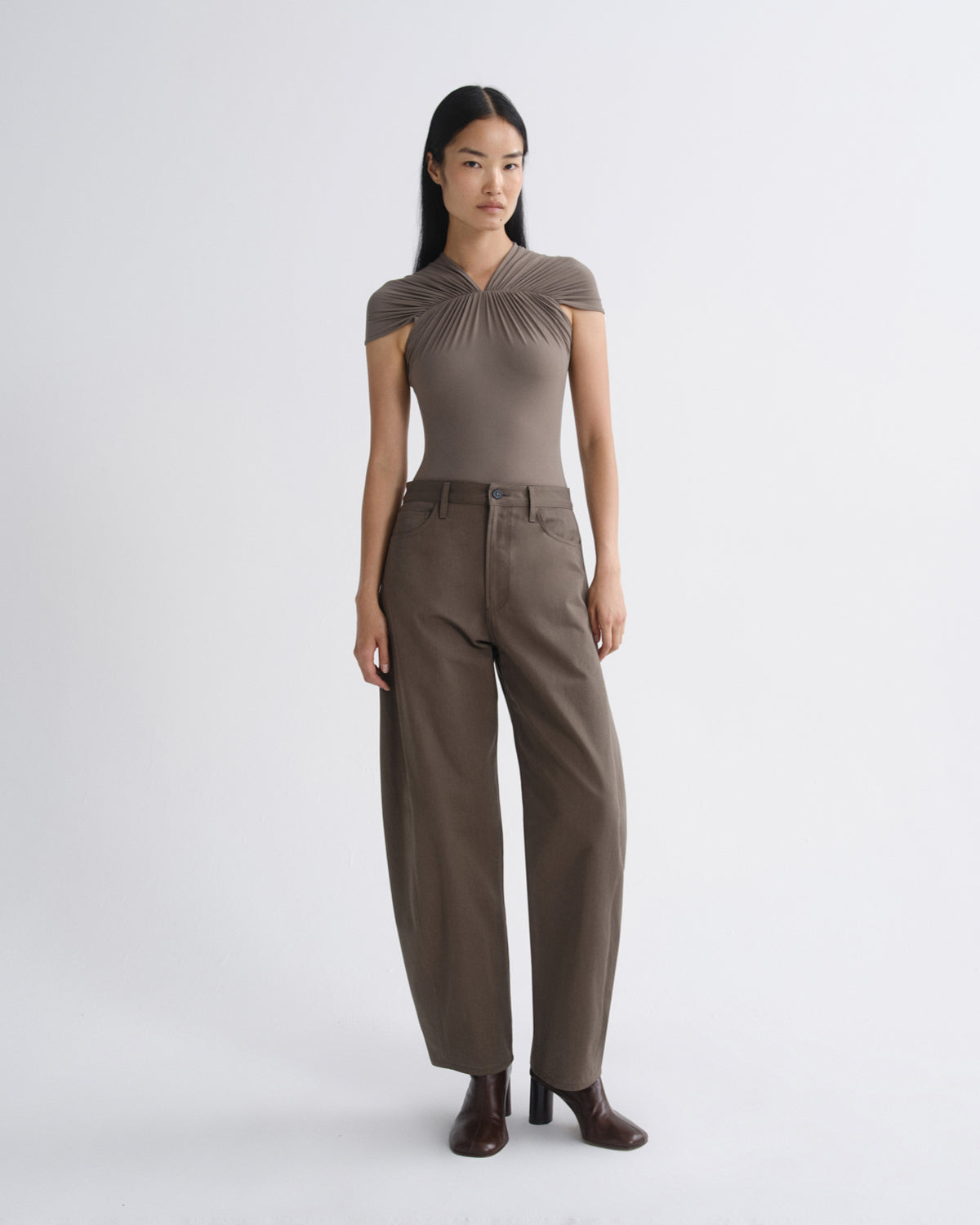 agolde-luna-trouser-damen-hose-taupe-beige-twill-weit image 1