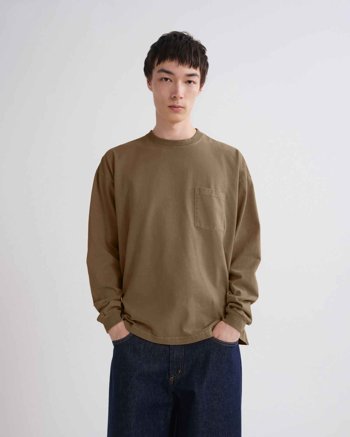 agolde-lucan-long-sleeve-tee-langarmshirt-trail-khaki image 1