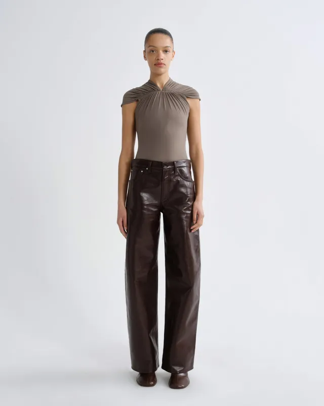 agolde-arc-jean-32-lederhose-madera-braun-recycling-leder image 1