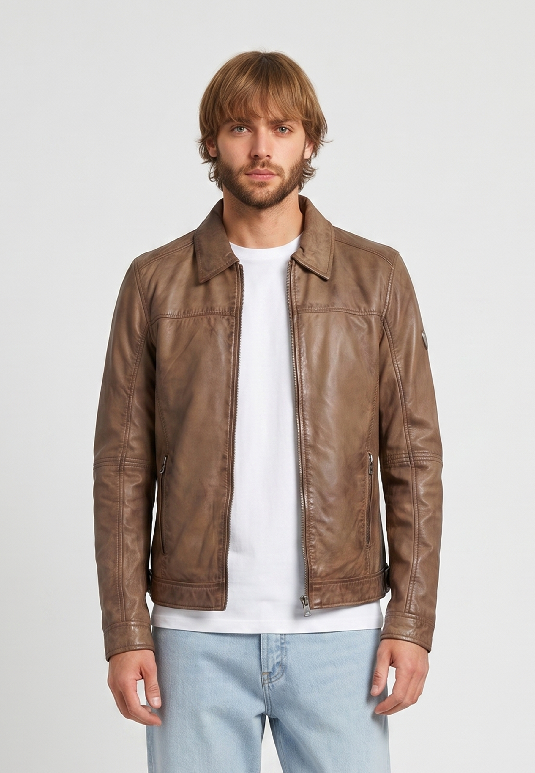 kaporal-boddy-lederjacke-herren-vintage-cognac image 2