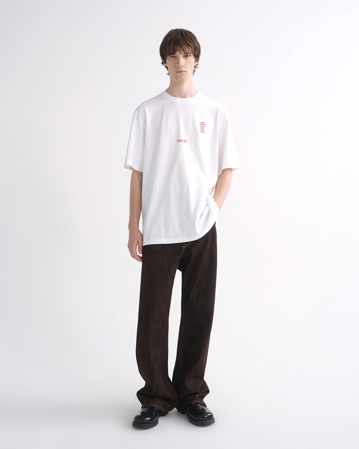 agolde-ron-finley-tee-t-shirt-soft-white-print image 3