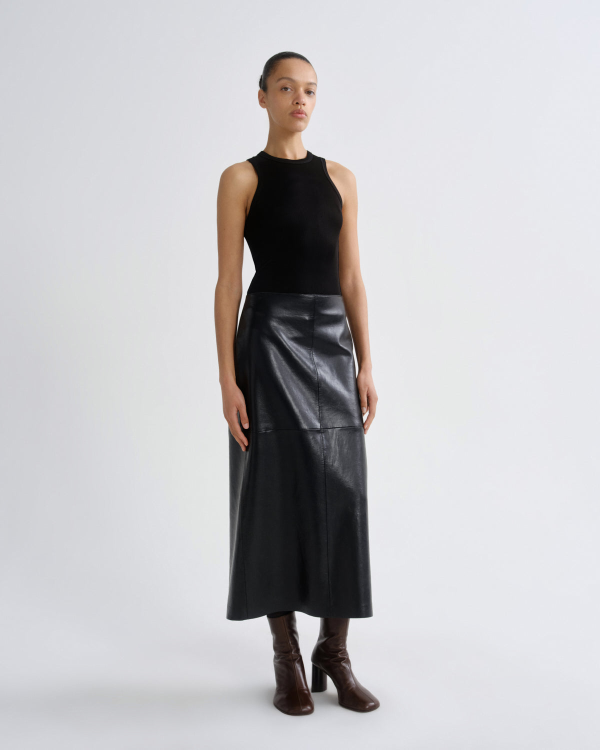 agolde-hikson-skirt-detox-lederrock-schwarz-midi image 4