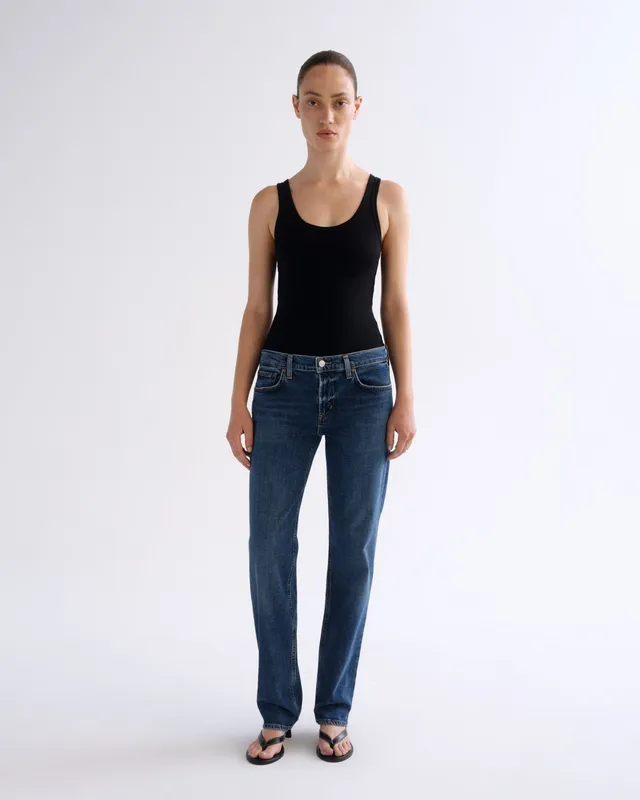 agolde-low-rise-slim-jeans-slick-mittelblau-stretch image 1