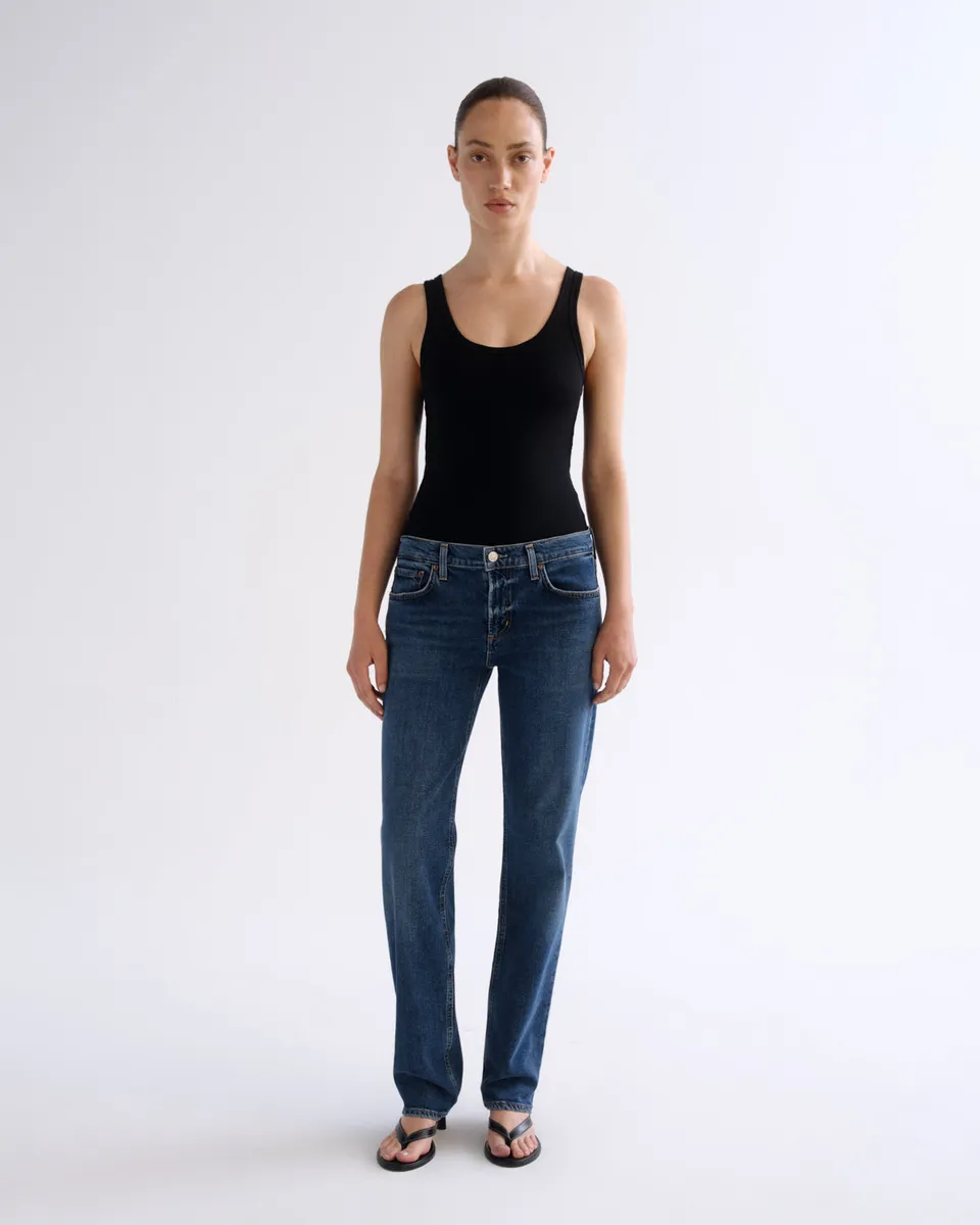 agolde-low-rise-slim-jeans-slick-mittelblau-stretch image 1