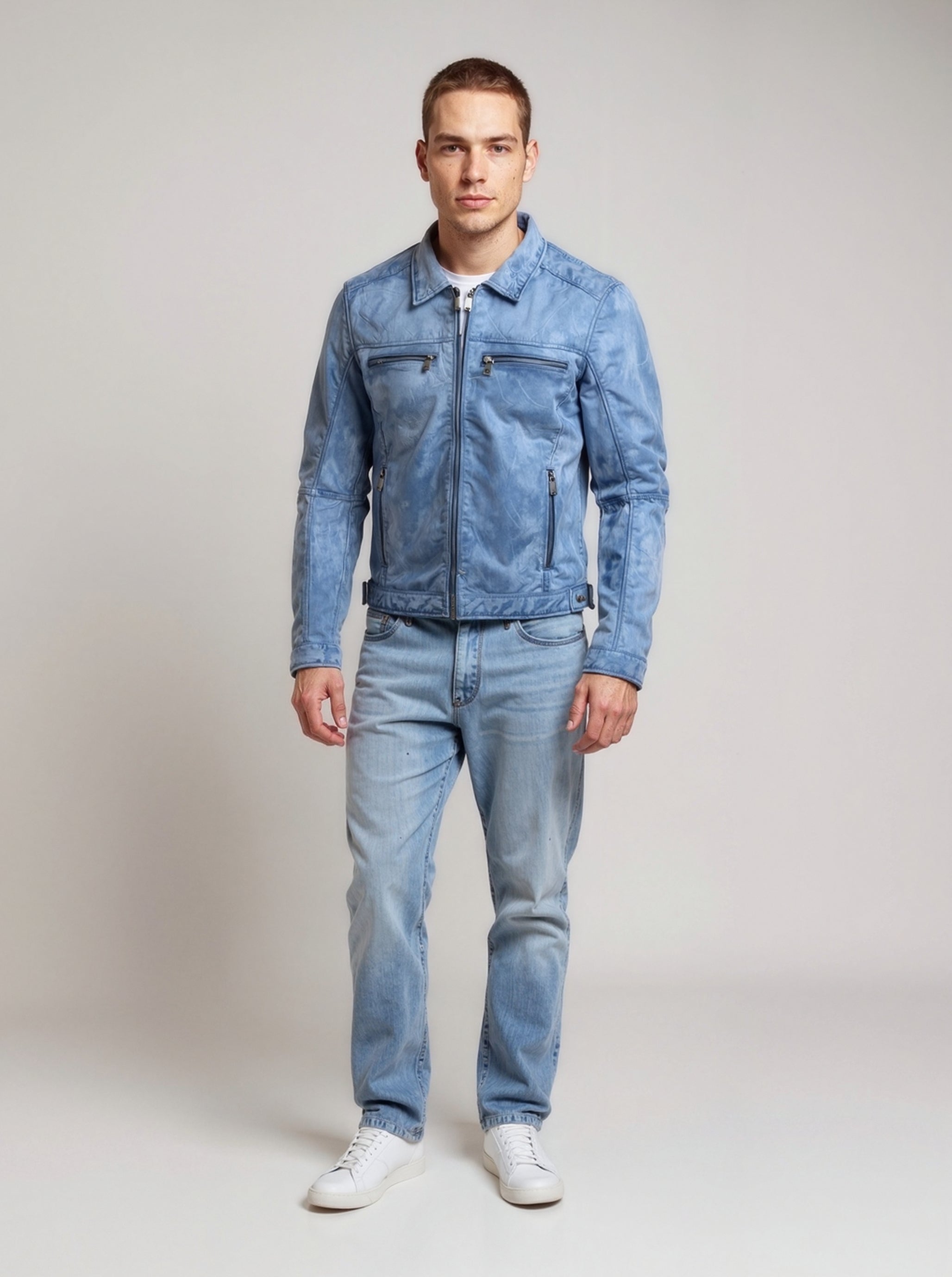 kaporal-boris-lederjacke-vintage-blau-lammleder-herren image 1