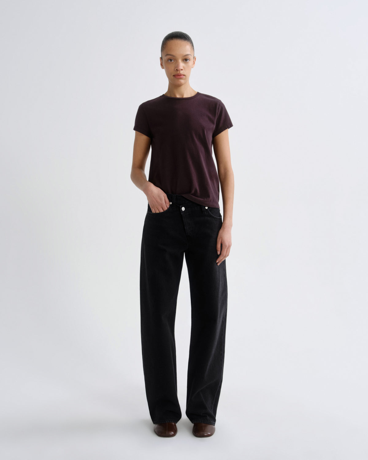 agolde-long-line-adine-tee-t-shirt-eggplant-bio-baumwolle image 3