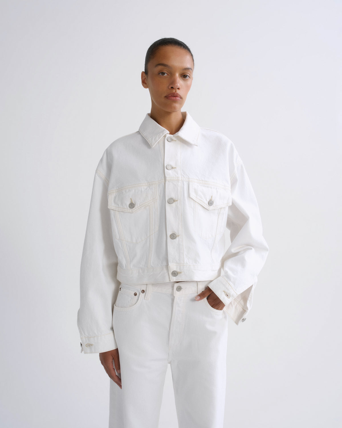 agolde-palmer-jacket-jeansjacke-milkshake-wei-cropped image 1