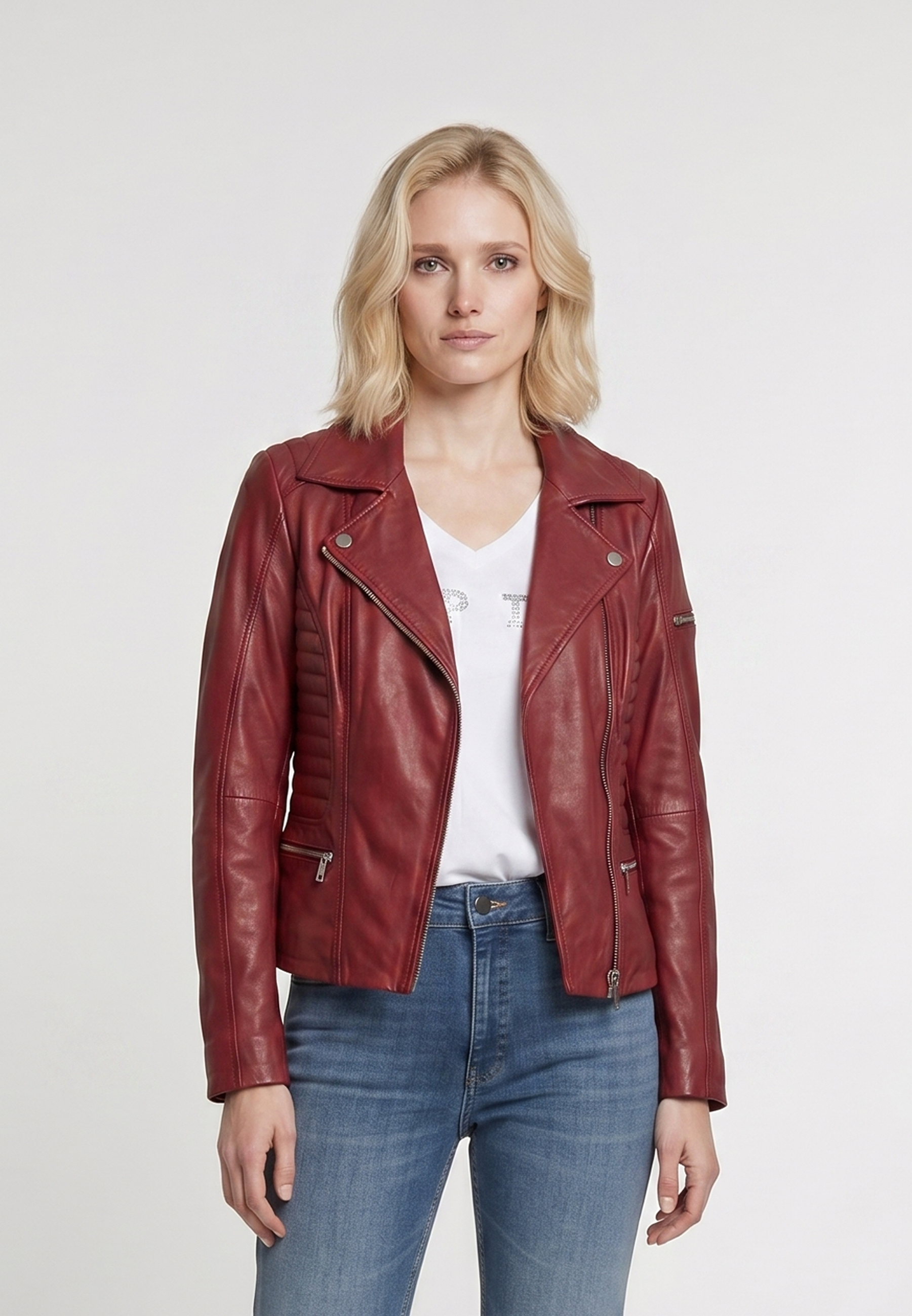 kaporal-frederika-lederjacke-rot-damen-lammleder image 2