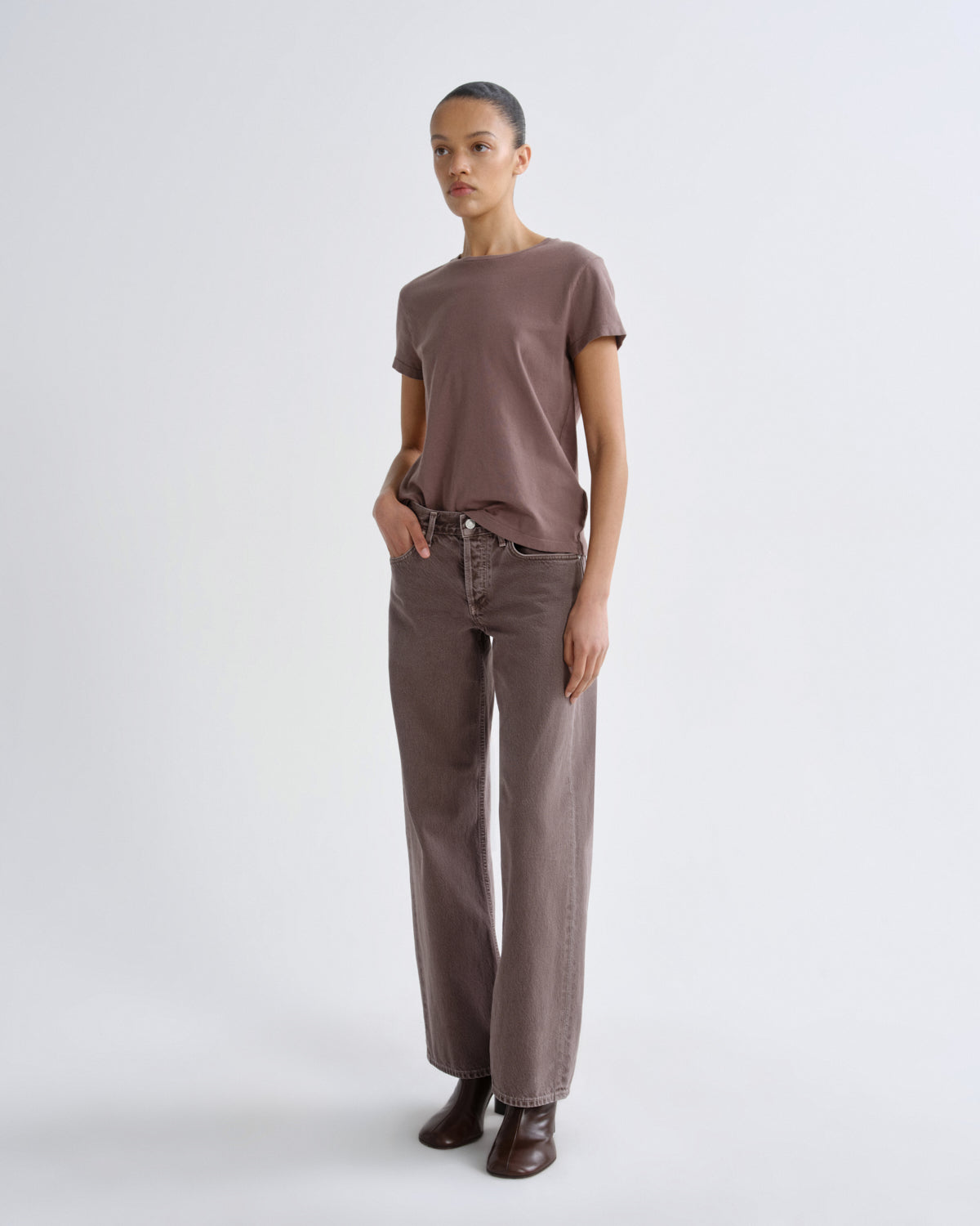 agolde-adine-longline-damen-t-shirt-mauvine-rosa image 5