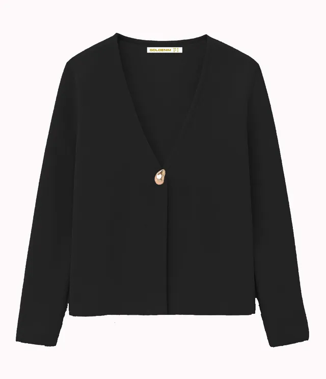 goldenim-paris-femme-gilet-zar-schwarz-strickweste-damen image 1