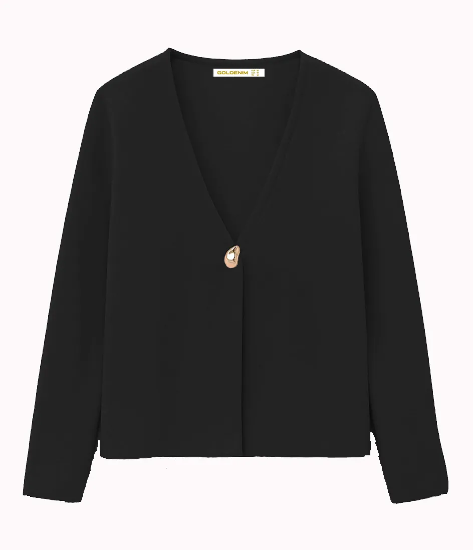 goldenim-paris-femme-gilet-zar-schwarz-strickweste-damen image 1
