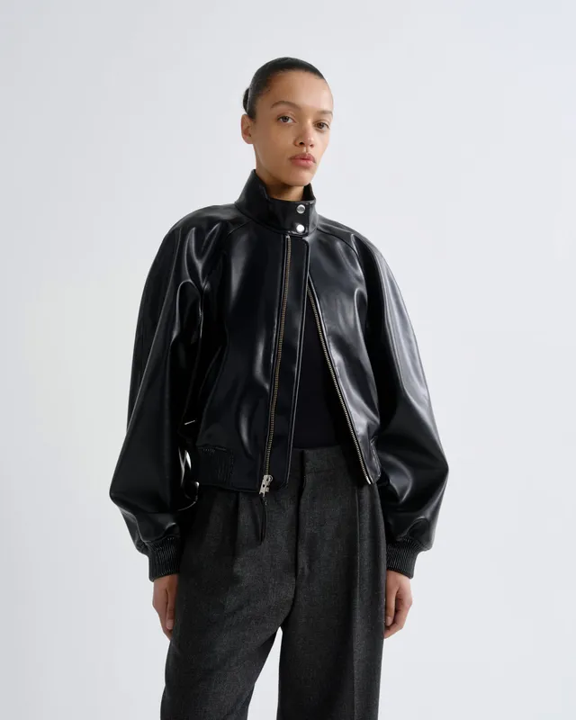 agolde-nova-bomber-jacke-schwarz-damen-cropped-kunstleder image 1