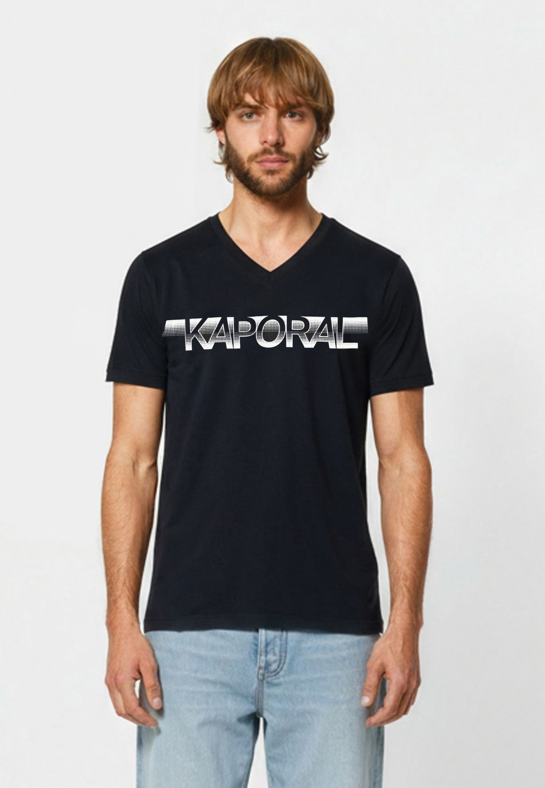 kaporal-bart-t-shirt-herren-schwarz-slim-v-ausschnitt image 2