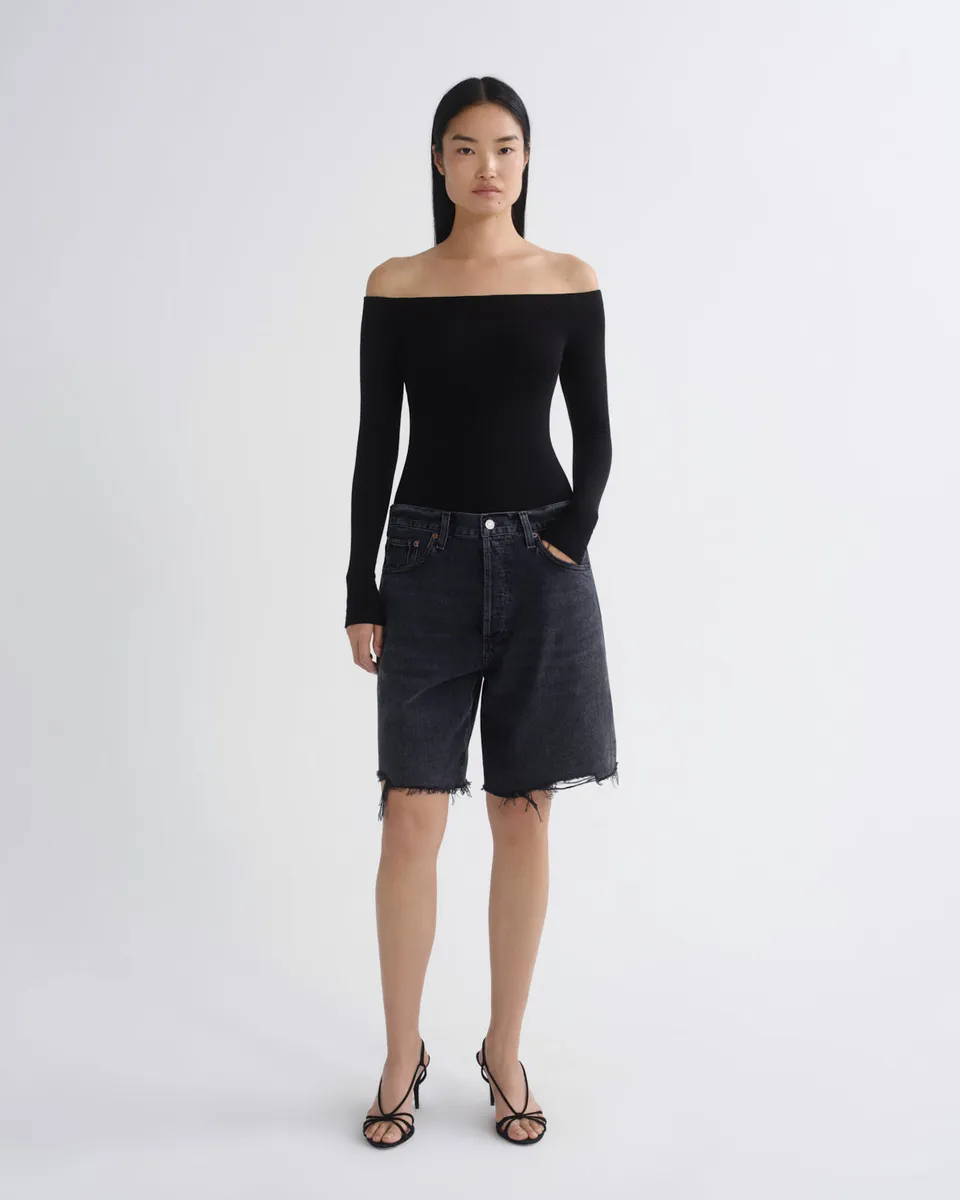agolde-indra-short-denimshorts-bounce-schwarz-used image 1