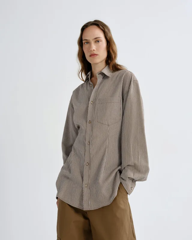 agolde-cinch-shirt-jakarta-stripe-bluse-beige-braun image 1
