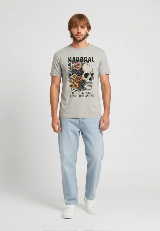 kaporal-kulls-t-shirt-creme-totenkopf-print-baumwolle image 1