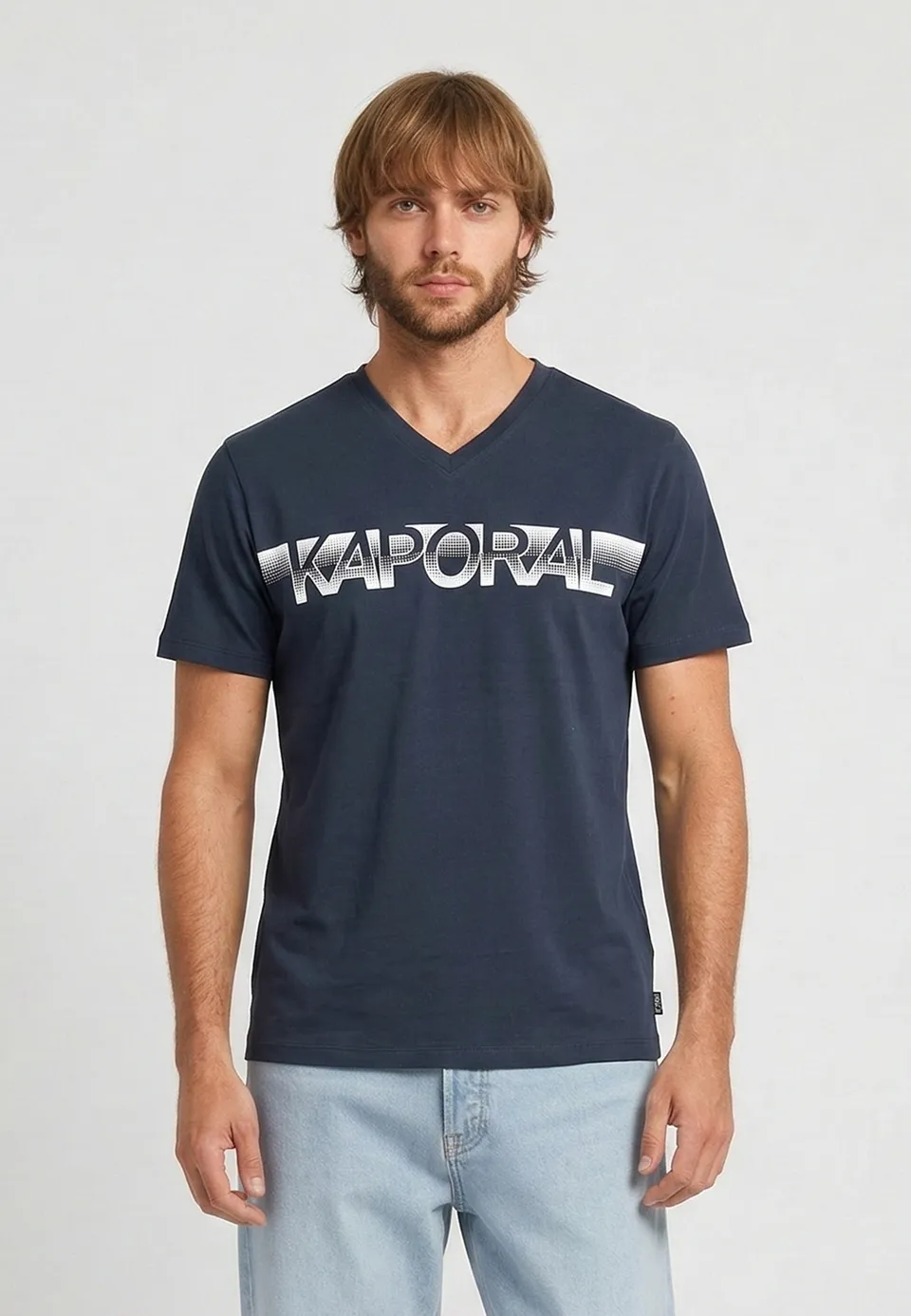 kaporal-bart-slim-t-shirt-herren-marineblau-stretch-v-ausschnitt image 1