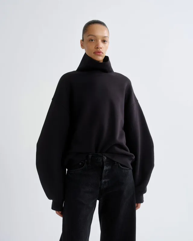 agolde-jenning-sweatshirt-washed-black-funnel-neck image 1