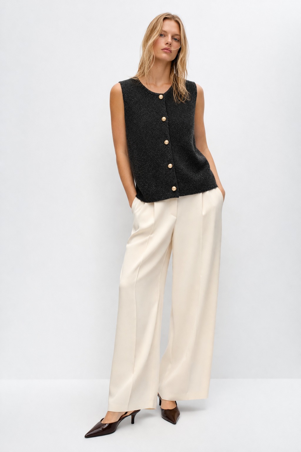 goldenim-paris-femme-pull-sans-manche-pullunder-strick image 1