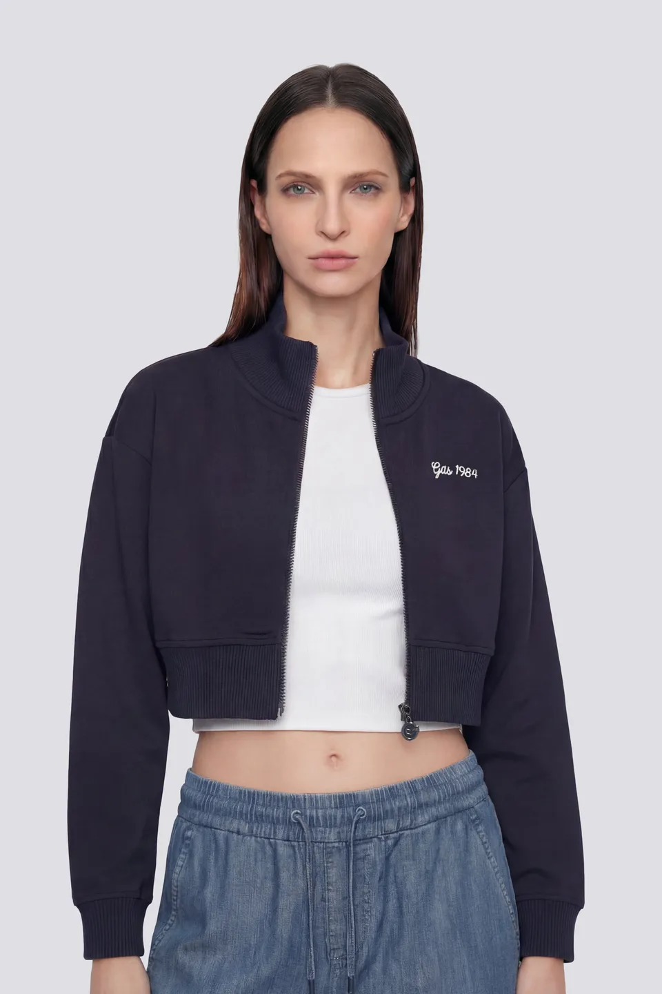 gas-jildy-crop-zip-4706-sweatjacke-damen-schwarz-cropped image 1