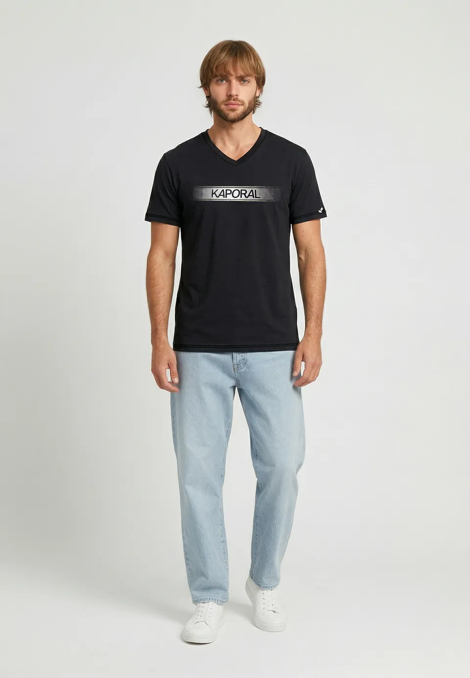 kaporal-brad-t-shirt-herren-schwarz-slim-v-ausschnitt image 1
