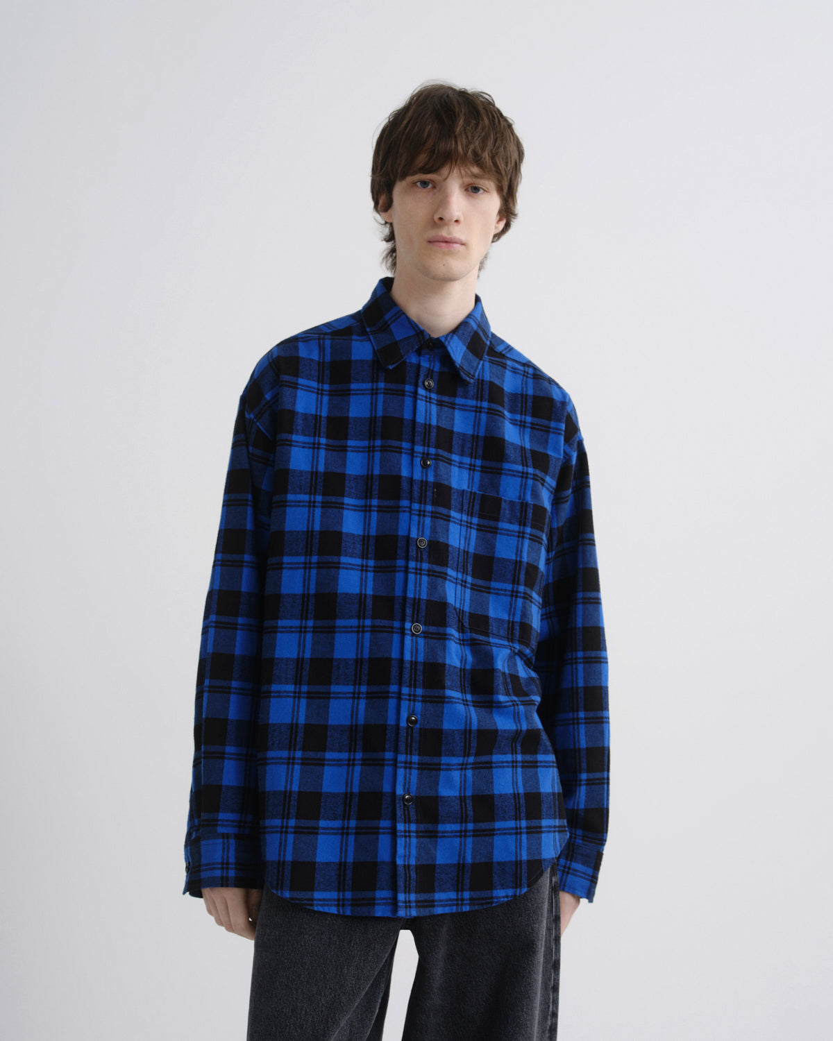 agolde-stanhope-shirt-buffalo-check-hemd-cobalt-kariert image 1