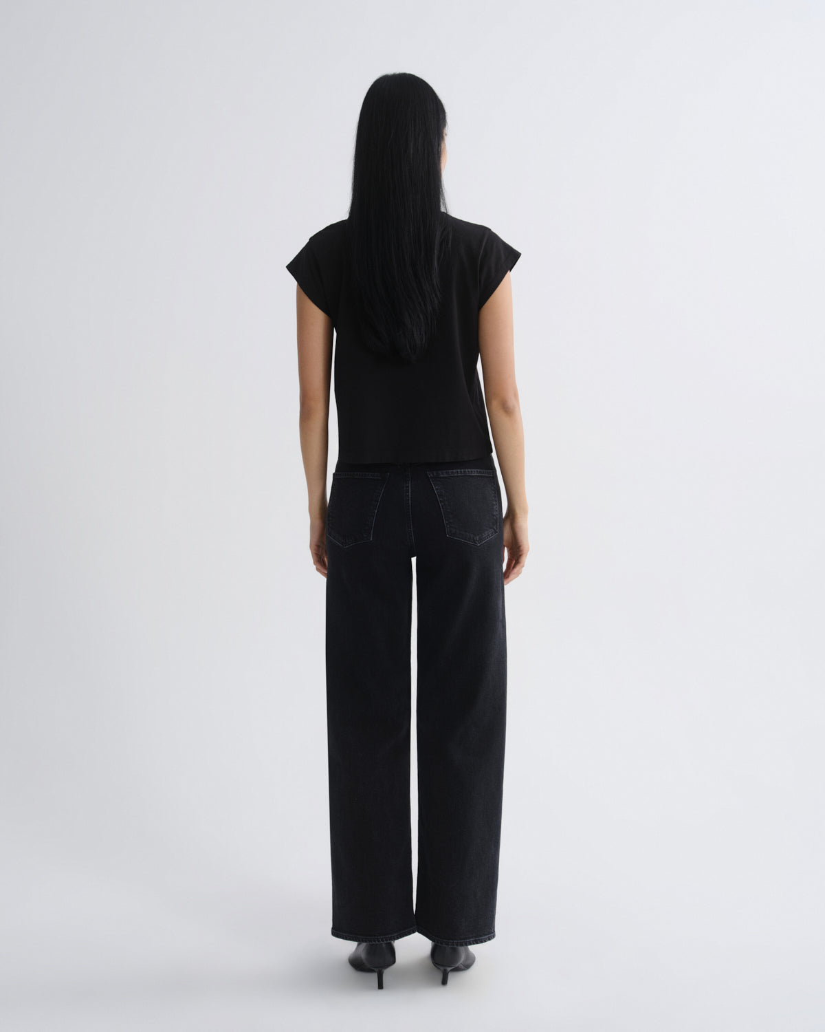 agolde-bryce-cap-sleeve-t-shirt-damen-schwarz-baumwolle image 2