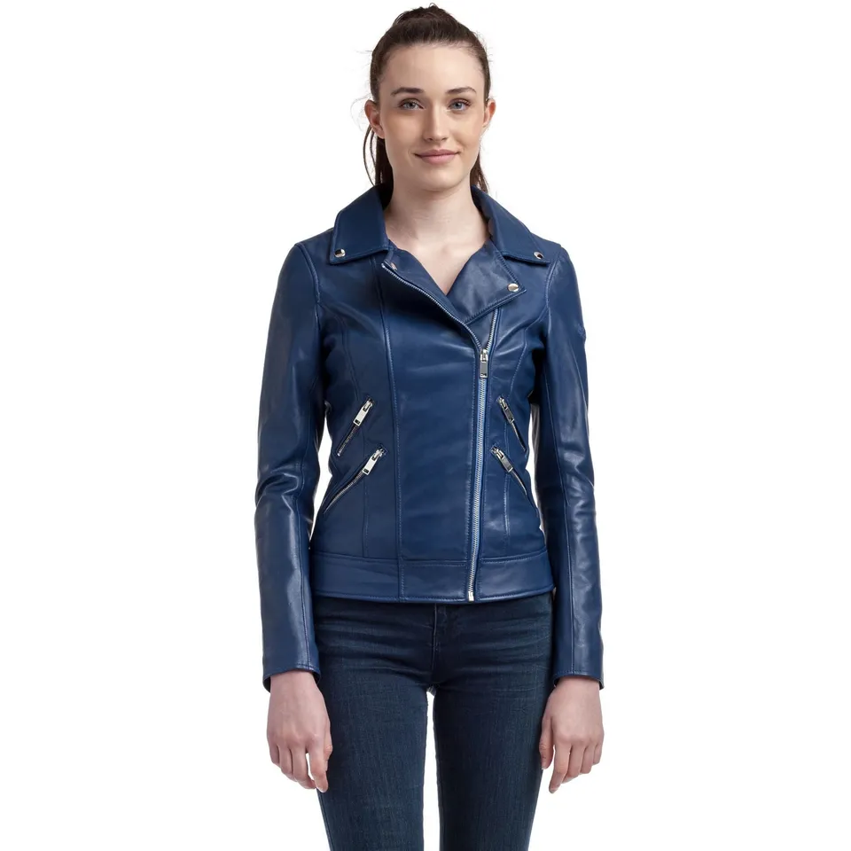 kaporal-denise-perfecto-lederjacke-blau-royal-damen image 1