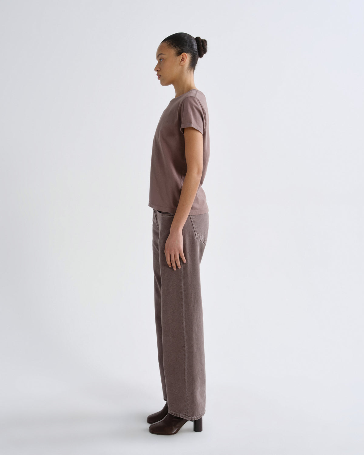 agolde-adine-longline-damen-t-shirt-mauvine-rosa image 4