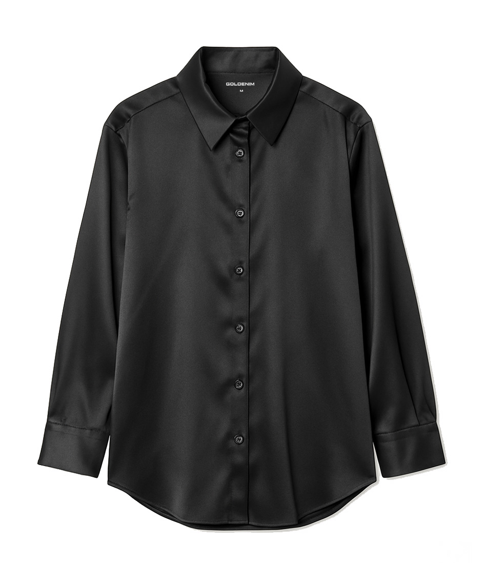goldenim-paris-femme-chemise-satin-noir-satinbluse-schwarz-elegant image 1