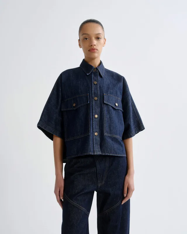 agolde-taron-shirt-rinse-kurzarm-denimhemd image 1
