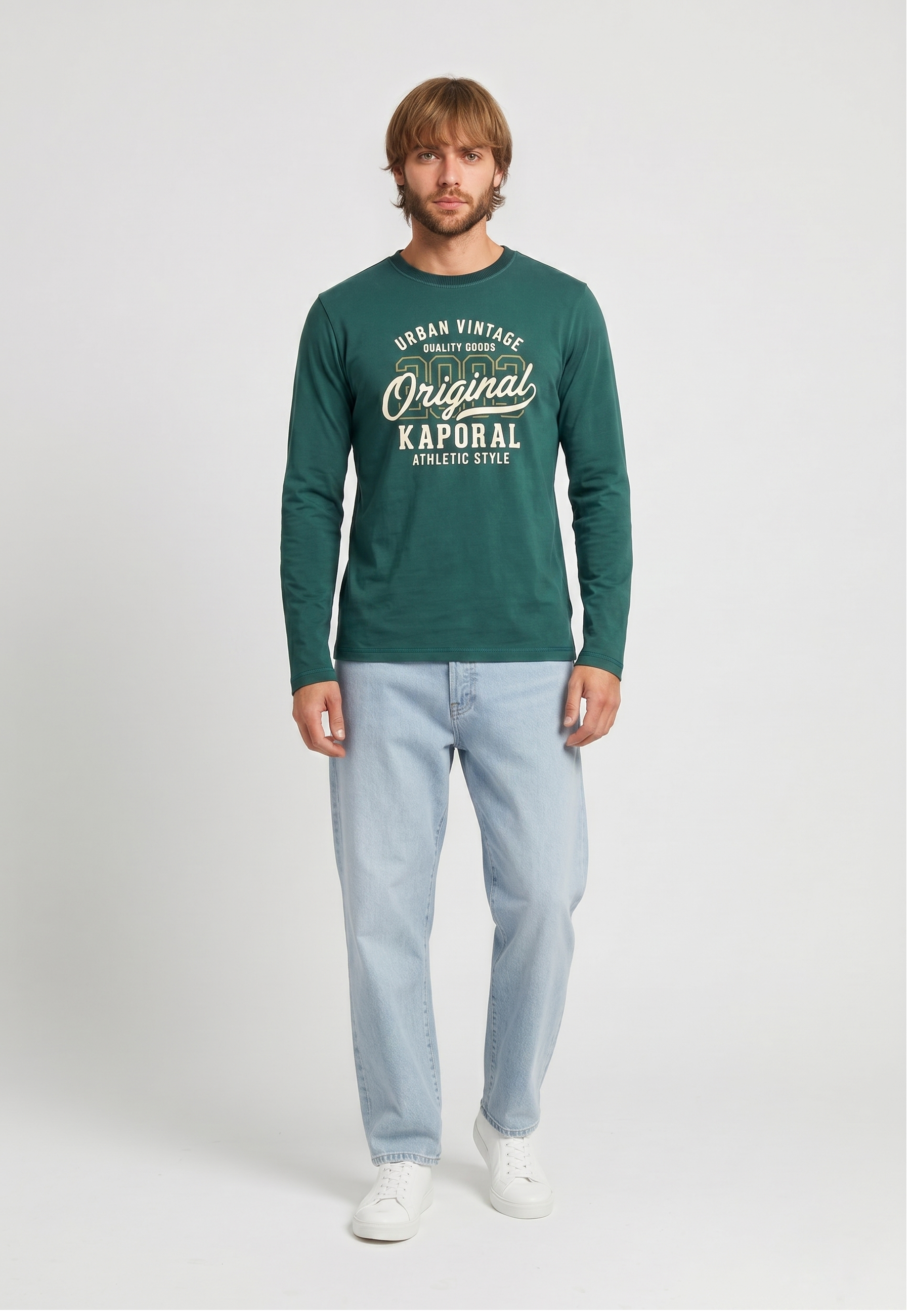 kaporal-kuopio-herren-langarmshirt-gr-n-baumwolle-print image 1