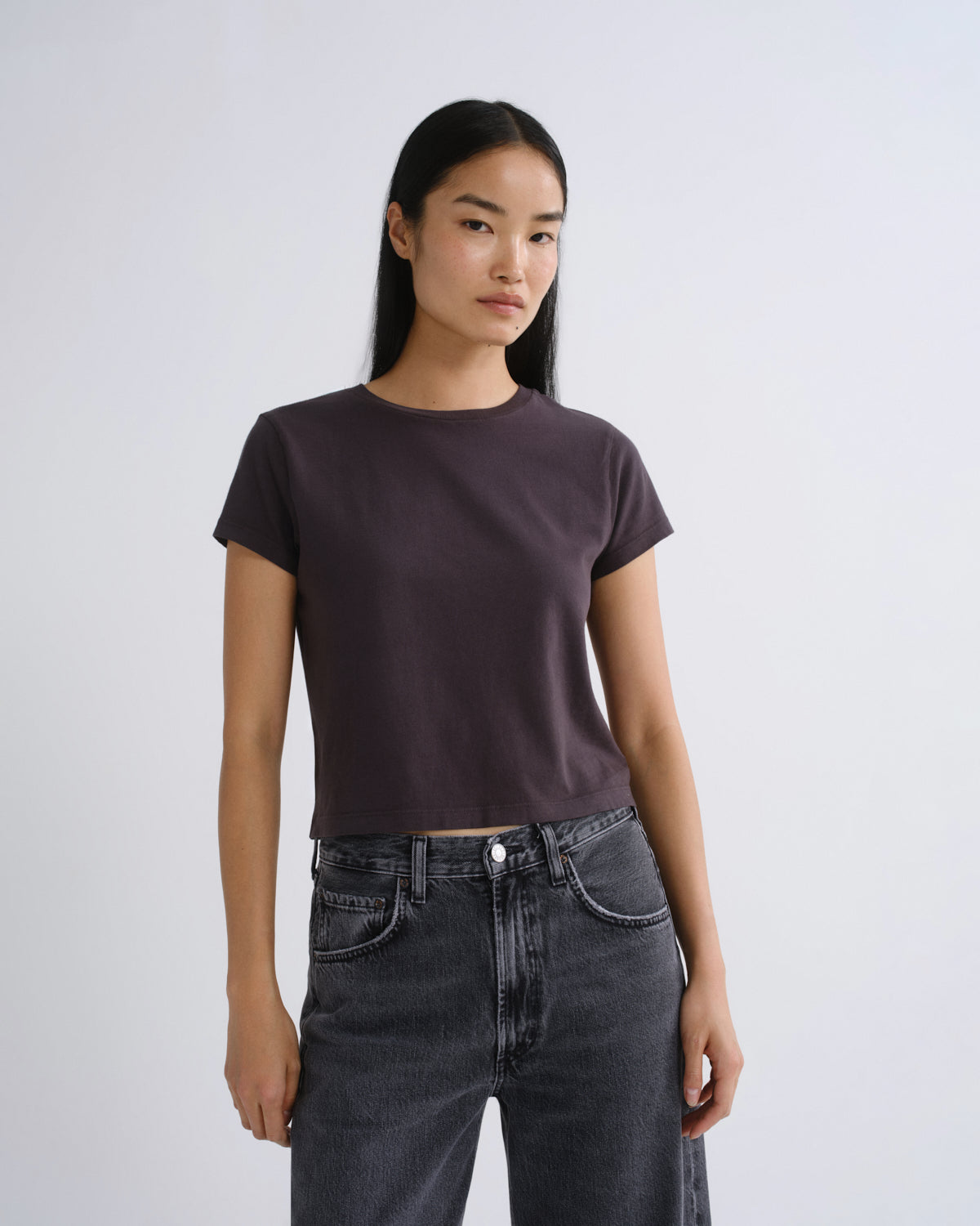 agolde-adine-shrunken-damen-t-shirt-shade-grau image 1